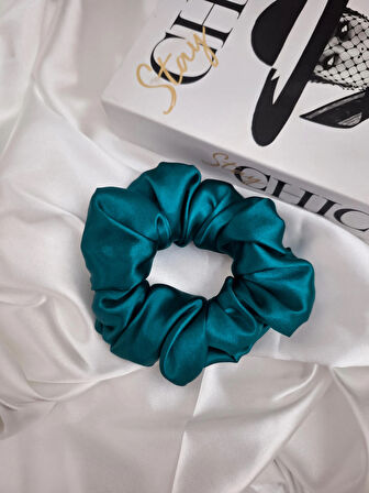 Çocuk Saten Toka / S - Mavi Aura – Tekli Lüks Lastik Model Scrunchie