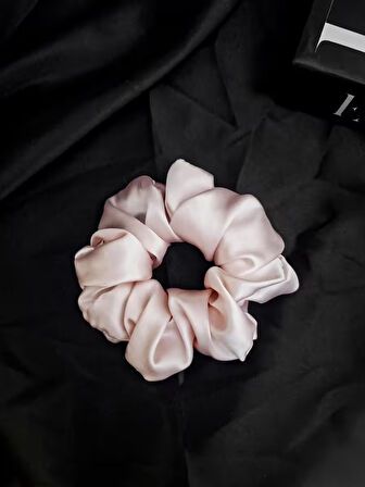 Çocuk Saten Toka / S -Pudra Düşü – Tekli Lüks Lastik Model Scrunchie