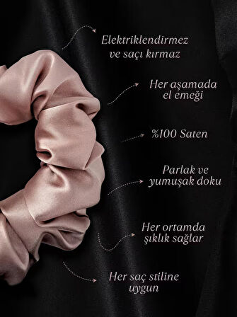Çocuk Saten Toka / S - Bronz Pudra – Tekli Lüks Lastik Model Scrunchie