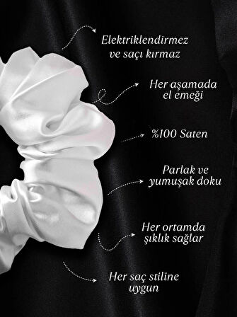 2'li Lüks Kadın Saten Toka - İnci Işıltısı – Lastik Model Scrunchie - Anne Kız Kombini