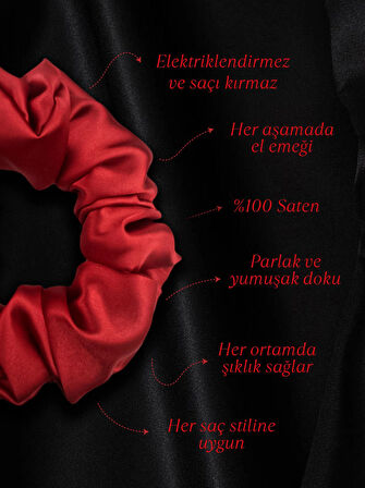 Kadın Saten Toka / M- Kızıl Miras – Tekli Lüks Lastik Model Scrunchie