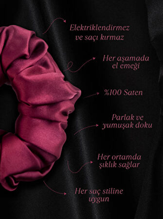 Kadın Saten Toka / L - Gecenin Kızı – Tekli Lüks Lastik Model Scrunchie