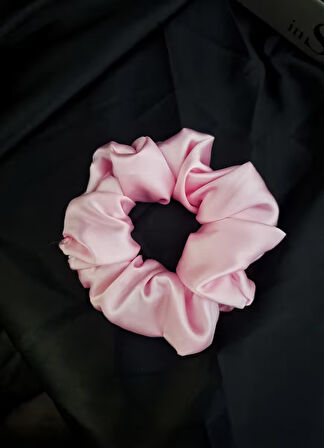 Kadın Saten Toka / L - Şeker Pembesi – Tekli Lüks Lastik Model Scrunchie