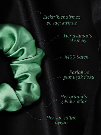 Kadın Saten Toka / M - Pastel Fıstık – Tekli Lüks Lastik Model Scrunchie