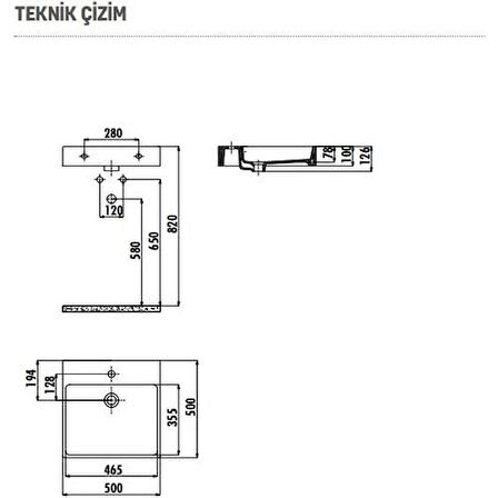 Creavit NX255  Next Lavabo Setüstü Düz Kare 50*50Cm