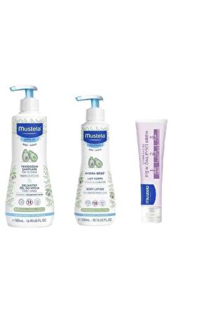 Mustela Yenidoğan Şampuanı 500 Ml + Hydrabebe Lotion 300 Ml + Pişik Kremi 100 Ml - 3'LÜ SET