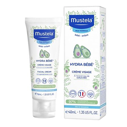 Mustela Hydra Bebe Tüm Cilt Tipleri İçin Su Bazlı Yağsız Nemlendirici Yüz Bakım Kremi 40 ml