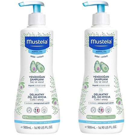 Mustela Gentle Cleansing Gel Yenidoğan Saç Ve Vücut Şampuanı 500 ml 2 ADET