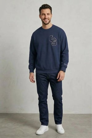 Erkek standart fit Yuvarlak Yaka Sweatshirt - Günlük & Streetwear kLacivert / S