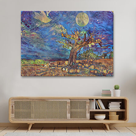 Yaşlı Ağaç ile Sihirli Moderd Manzara Duvar Tablosu-3504