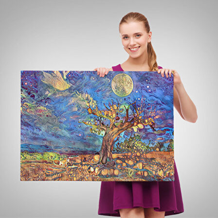 Yaşlı Ağaç ile Sihirli Moderd Manzara Duvar Tablosu-3504