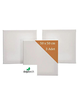 3 Adet 50x50 cm Kare Boş Tuval Tablo