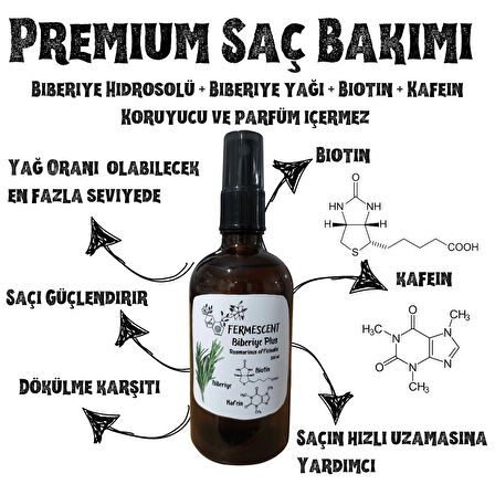 Biberiye Plus - Biberiye Suyu Biotin Kafein Premium Saç Bakımı Dökülme Karşıtı 100 ml Rosemary