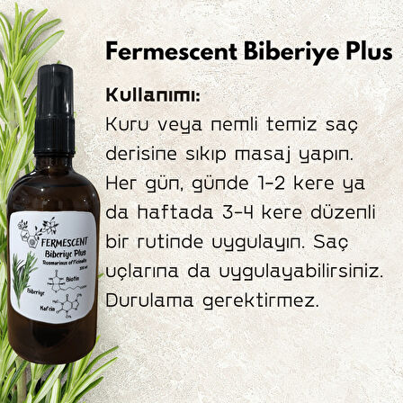 Biberiye Plus - Biberiye Suyu Biotin Kafein Premium Saç Bakımı Dökülme Karşıtı 100 ml Rosemary