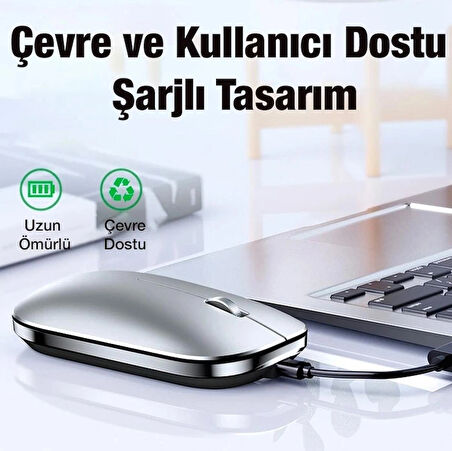 ALLY MC 502 Kablosuz 2.4 Bluetooth Mouse Type-C Şarjlı Premium