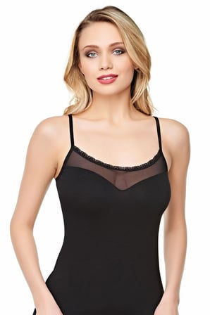 Belinay 1101 Dantelli İp Askılı Atlet Siyah XL