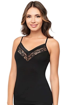 Belinay 1134 Dantelli İp Askılı Atlet Siyah XL