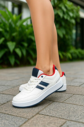 Günlük Unisex Sneaker Bağcıklı Oval Burun Dikiş Detay Tırtık Taban Bilek Destekli Spor Ayakkabı 351