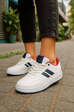 Günlük Unisex Sneaker Bağcıklı Oval Burun Dikiş Detay Tırtık Taban Bilek Destekli Spor Ayakkabı 351