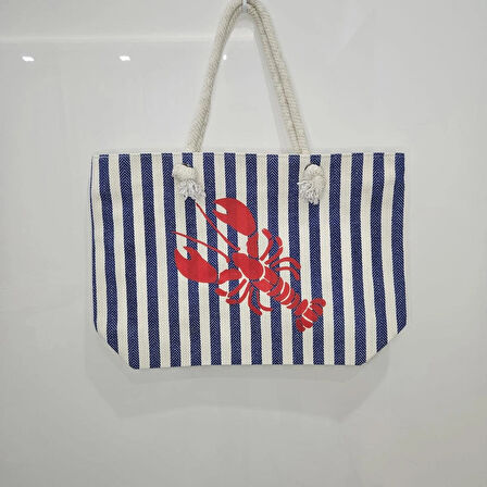 Istakoz Desenli Plaj Çantası