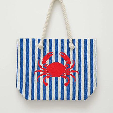 Yengeç Desenli Plaj Çantası