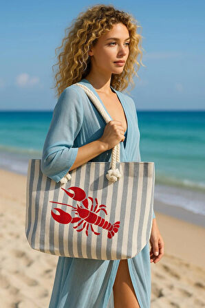 Istakoz Desenli Plaj Çantası