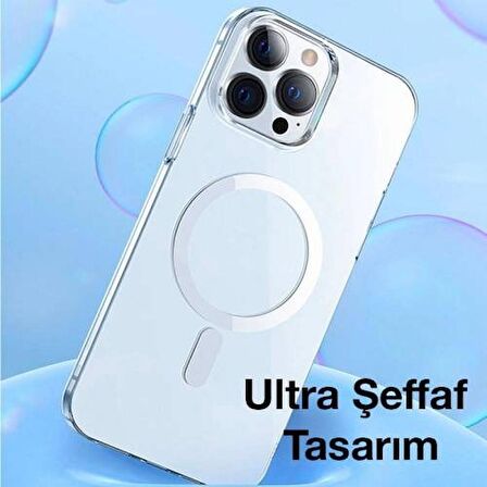 Baseus 2in1 Magsafe Uyumlu iPhone 13 Pro Max Kılıf Ve iPhone 13 Pro Max Ekran Koruyucu Ultra Şeffaf Sararmaz 