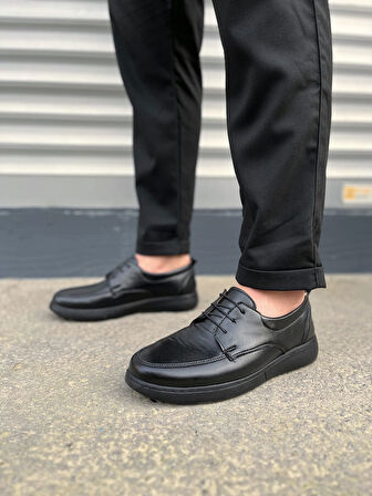 JY0510 Clasica Bağcıklı Cilt Erkek Günlük Klasik Ayakkabı CST - Siyah
