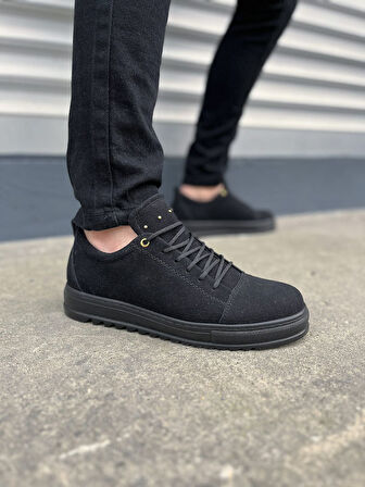 JY152 Cool Bağcıklı Süet Erkek Günlük Spor Klasik Ayakkabı SST - Siyah