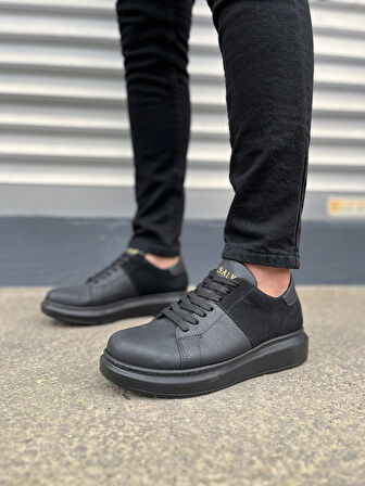 JY151 Boost Bağcıklı Cilt Süet Erkek Günlük Sneaker Ayakkabı CSST - Siyah
