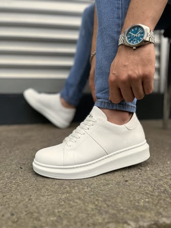 JY151 Boost Bağcıklı Cilt Erkek Günlük Sneaker Ayakkabı CBT - Beyaz