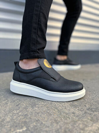 JY161 Hippo Bağcıksız Cilt Erkek Günlük Sneaker Ayakkabı CBT - Siyah