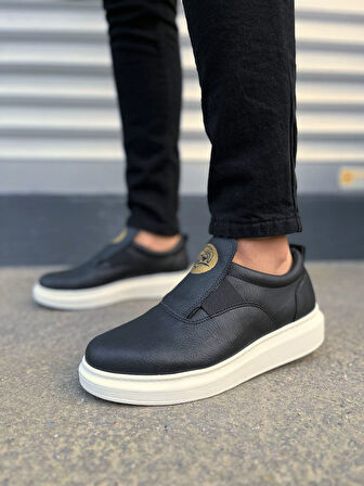 JY161 Hippo Bağcıksız Cilt Erkek Günlük Sneaker Ayakkabı CBT - Siyah