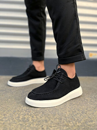 JY170 Tornado Bağcıklı Süet Erkek Günlük Spor Klasik Ayakkabı SBT - Siyah