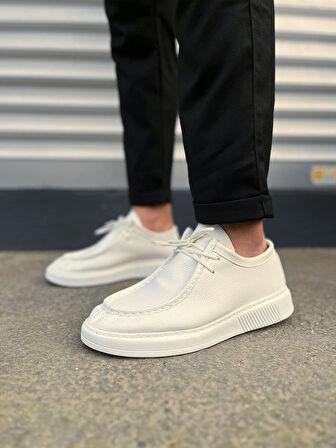JY170 Tornado Bağcıklı Cilt Erkek Günlük Spor Klasik Ayakkabı CBT - Beyaz