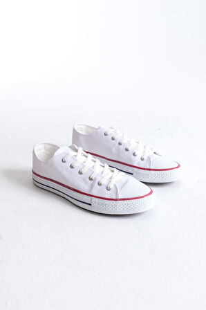 JY0422 Luke Bağcıklı Keten Kumaş Erkek Günlük Sneaker Ayakkabı KBT - Beyaz