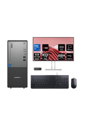 ThinkCentre Neo 50T G6 Ultra 5 225 64GB 4TB SSD RX550/4GB FDOS Masaüstü Bilgisayar + 27"