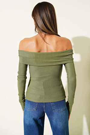 Madonna Yaka Düğmeli Bluz yeşil t4329