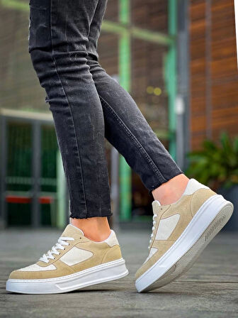KB-X8 Kuback Bej Keten Süet Yüksek Taban Günlük Spor Ayakkabı