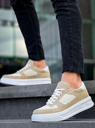 KB-X8 Kuback Bej Keten Süet Yüksek Taban Günlük Spor Ayakkabı