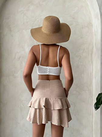 Valonlu fırfırlı etek s24681