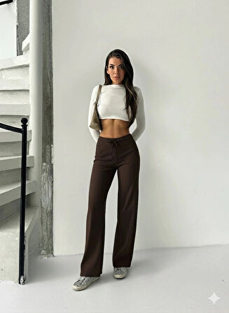 Fit comfort bej salaş pantolon kahve A6011