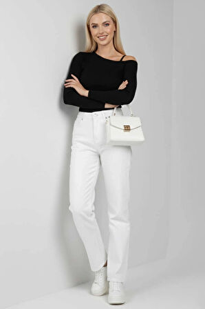 Tek Omuz İpli Bluz Siyah T4328