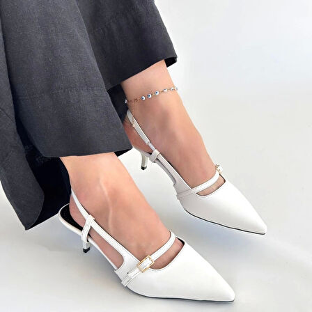 Darina Beyaz Cilt Topuklu Ayakkabı