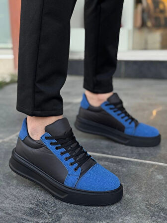 KB-X46 Kuback Siyah Sax Mavi Yüksek Siyah Taban Günlük Spor Ayakkabı