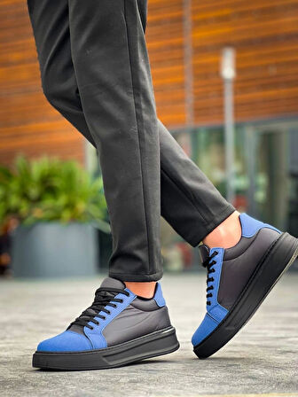 KB-X46 Kuback Siyah Sax Mavi Yüksek Siyah Taban Günlük Spor Ayakkabı