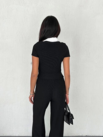 Ottoman kumaş beyaz gömlek yaka takım s4142