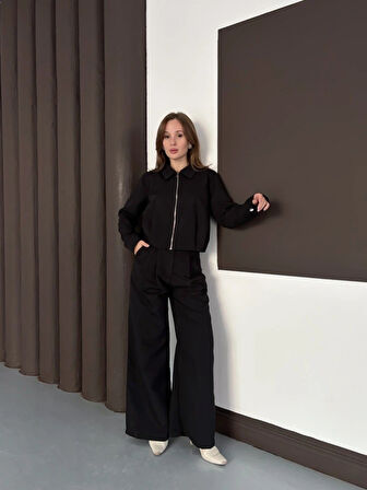 Trenç takım alt üst siyah ons