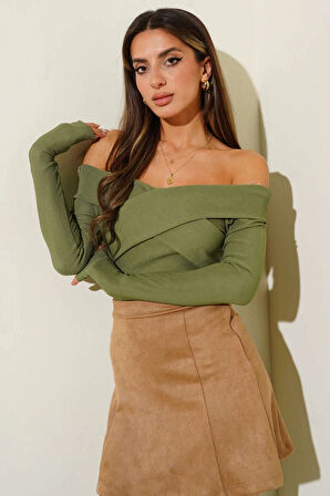 Madonna Çapraz Yaka Bluz Yeşil t4331