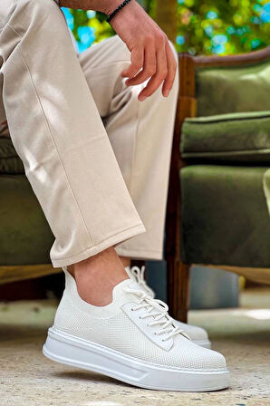 KB-116 Kuback Beyaz Bağcıklı Triko Günlük Erkek Ayakkabı